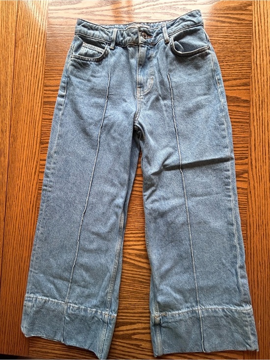 Zara Denim - Zara Light Blue Women’s Wide-Leg Jeans with Front Seam Detail Size 4